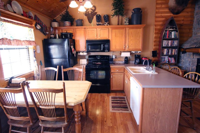 Kitchen View Old West Log Cabin