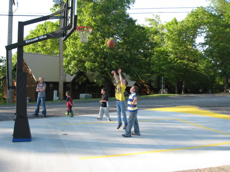 Playing basketball at Notch Estates