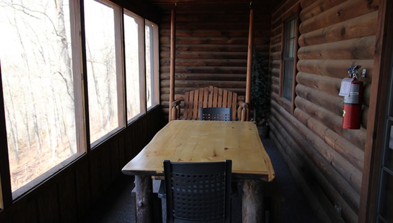 Back Deck Split Oak Log Cabin